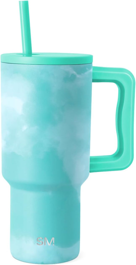 Simple Modern 30 oz Trek Tumbler with Handle and Straw Lid | Cup Holder Friendly Insulated Stainless Steel Travel Mug | Ocean Tide SimpleModern