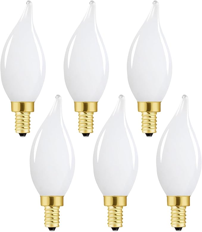 E12 Dimmable Candelabra Bulbs 40 Watt LED Candle Bulb 4000K Daylight Chandelier Light Bulb 4W Type B Light Bulb for Chandelier,Frosted Glass,400LM,6 Pack - Bloomnest