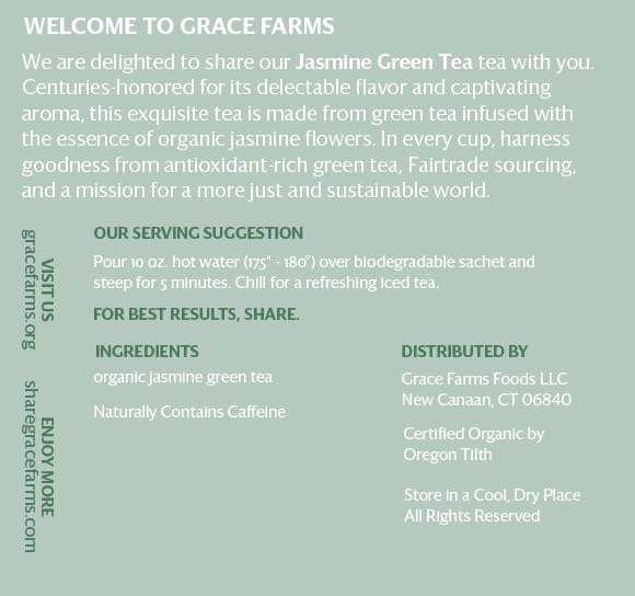 Grace Farms Organic JASMINE Green Tea (16 Pyramid Sachets) | Fragrant and Sweet | Fairtrade and Kosher Certified | Best Green Tea | Gives Back 100% of Profits - Bloomnest