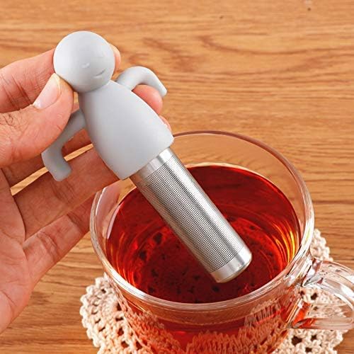 Leden Tea Infuser for Loose Leaf Tea Cute Tea Strainer Ball Stainless Steel Extra Fine Mesh Tea Steeper Filter for Cup Mug Silicone Handle Grey - Bloomnest