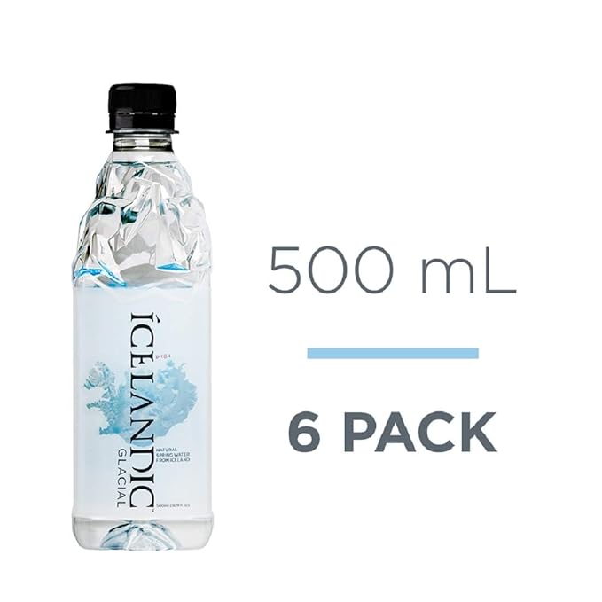Icelandic Glacial Natural Spring Alkaline Water, 500 ml / 16.9 Fl Oz (Pack of 6) - Bloomnest