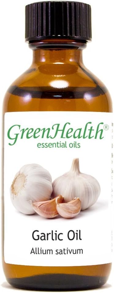 GreenHealth Garlic Essential Oil – 2 fl oz | 100% Pure & Natural | Undiluted | Steam-Distilled | Amber Glass Bottle