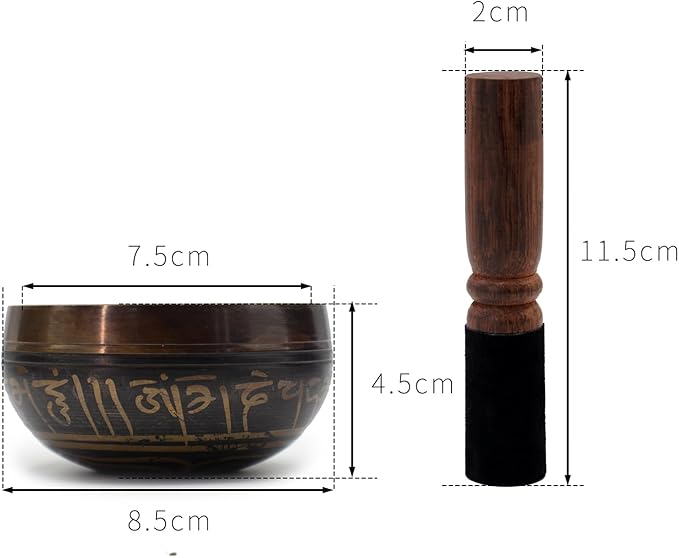 3.15 inch Tibetan Singing Bowl Set, Authentic Handmade Meditation Bowl Stress Relief Yoga Set with Striker & Cushion for Sound Therapy, Chakra Healing, Spiritual Gatherings - Bloomnest