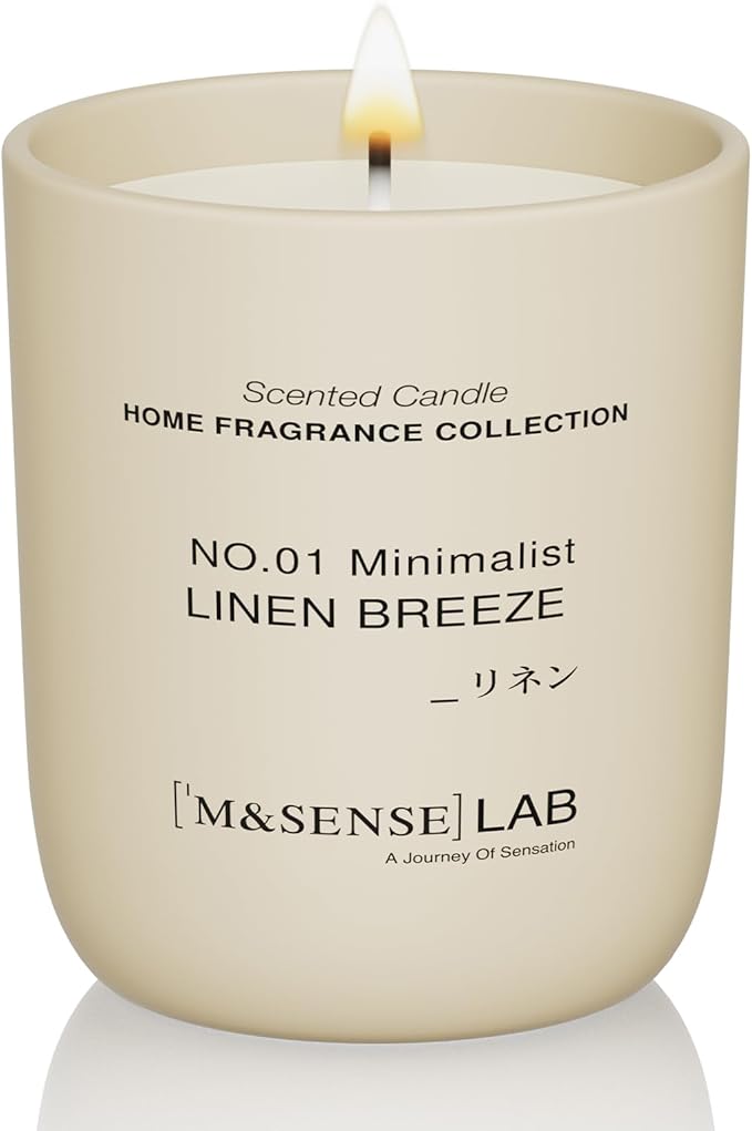 M&SENSE Natural Soy Candle| Linen Breeze | 5.3 oz | Minimalist Scented Candle for Relaxation, Gifting, Home Décor | for Bedroom, Office, Party Small - Bloomnest