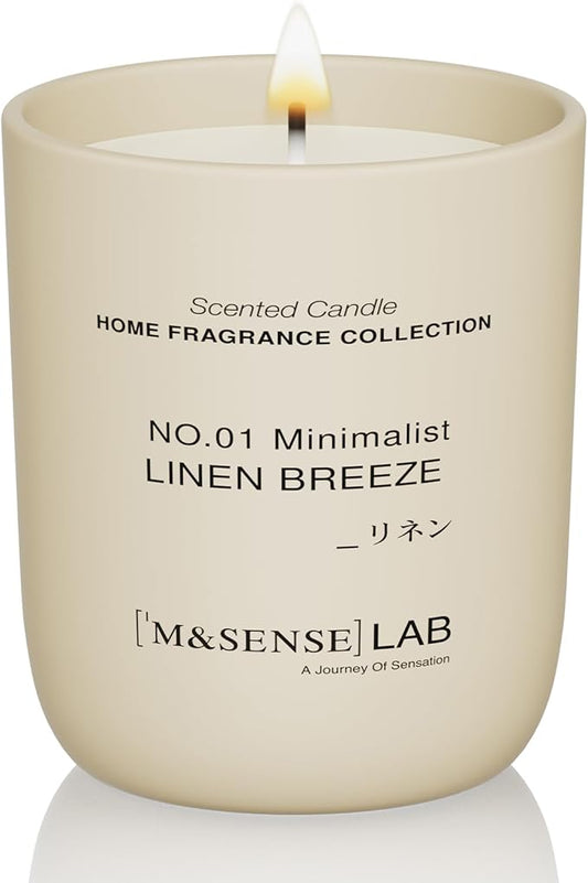 M&SENSE Natural Soy Candle| Linen Breeze | 5.3 oz | Minimalist Scented Candle for Relaxation, Gifting, Home Décor | for Bedroom, Office, Party Small - Bloomnest