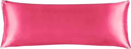 BEDELITE Satin Body Pillow Cover, Super Soft and Cooling Body Pillow Pillowcase for Hair and Skin, Breathable Silky Full Long Pillowcase Cover(20"x54", Hot Pink) - Bloomnest
