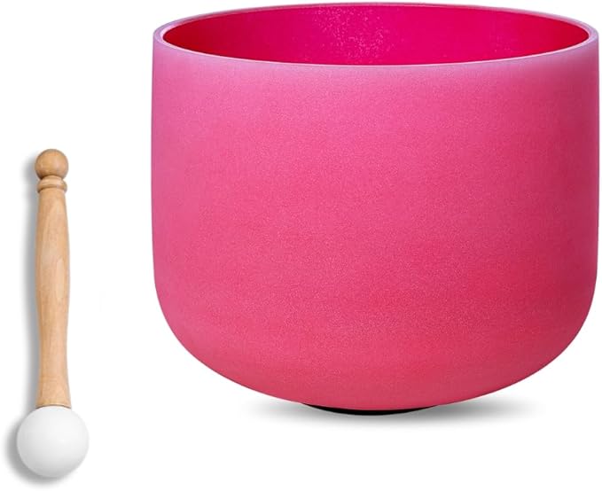 12 inch Red C Note Root Chakra Quartz Crystal Singing Bowl, for Healing Mindfulness Meditation Yoga Sound Baths, with Rubber Mallet O-ring
