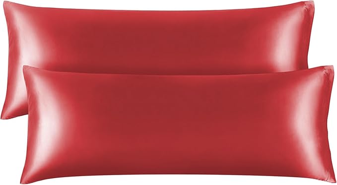BEDELITE Satin Body Pillow Cover 2 Pack, Super Soft and Cooling Body Pillow Pillowcase for Hair and Skin, Breathable Silky Full Long Pillowcase Cover(20"x54", Baked Apple) - Bloomnest