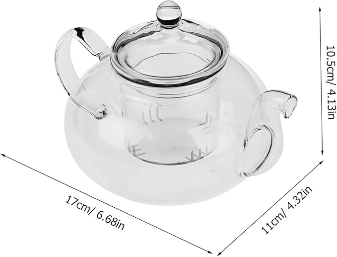 Transparent Glass Teapot Small Heat-resistant Borosilicate Tea Kettle with Lid Fine Mesh Strainer for Loose Leaf Tea Household Teapot for Green Enjoyment - Bloomnest