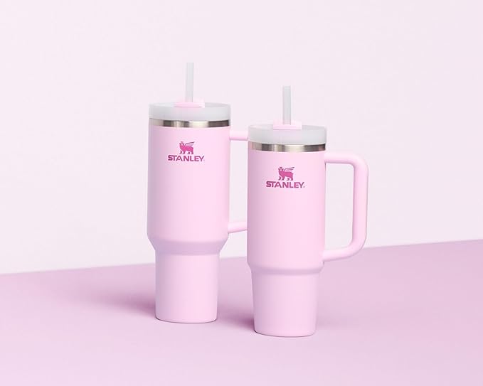 STANLEY Quencher H2.0 Tumbler with Handle and Straw 40 oz | Flowstate 3-Position Lid | Cup Holder Compatible for Travel | Insulated Stainless Steel Cup | BPA-Free | Cherry Blossom - Bloomnest