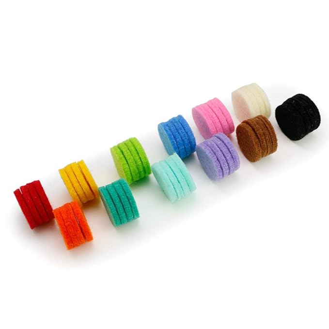 Maromalife 48PCS 22mm Replacement Refill Pads for 30mm Essential Oil Diffuser Necklace, Felt Pads for Aromatherapy Necklace Pendant Diffuser Bracelet Car Diffuser Vent Clip with 12 Colors, 0.87 Inch - Bloomnest