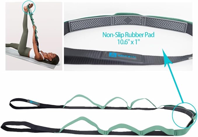 Premium Durable Stretch Straps with Loops, Stretching Strap for Physical Therapy, Multi-Loop Yoga Strap Fitness Exercise Strap for Yoga, Pilates, Dance, Flexibility&Exercise - Bloomnest