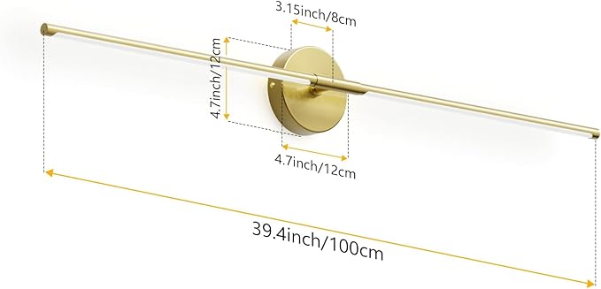 40In Modern Gold Hardwired Bathroom Sconce Vanity Light Bar Over Mirror 3000K Bathroom Light Fixture 360° Rotatable for Bedroom Living Room - Bloomnest