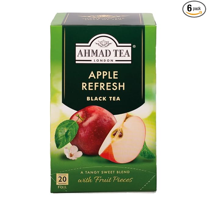 Ahmad Tea Apple Refresh Black Tea, 20-Count Tea Bags (Pack of 6) - Bloomnest