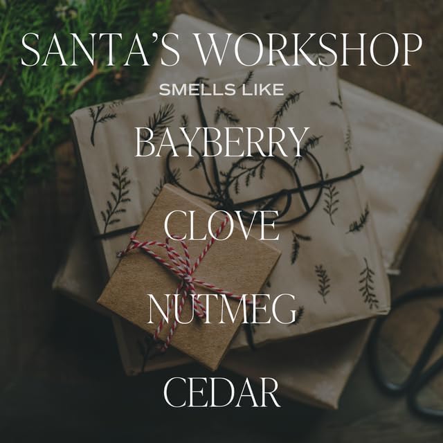 Sweet Water Decor Santa's Workshop Candle - Bayberry, Fir, Nutmeg, and Clove Winter Holiday Scented Soy Candles for Home - 9oz Clear Jar, 40 Hour Burn Time, Made in The USA - Bloomnest