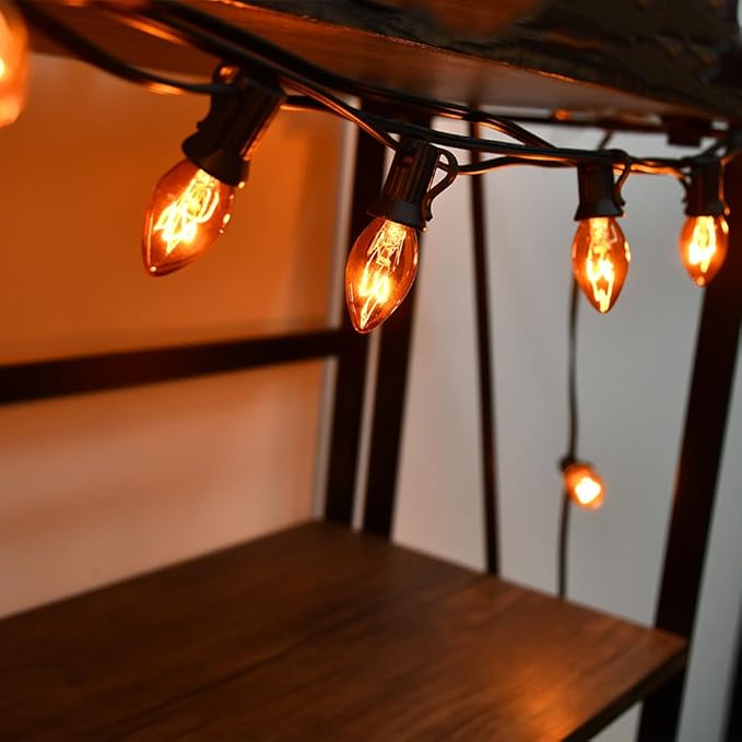 SUNSGNE 25 Pack C7 Orange Light Bulbs Halloween Christmas Replacement Bulbs, C7 Clear Orange Incandescent Light Bulbs for Outdoor Patio Xmas String Lights, E12/C7 Candelabra Base, 5 Watts - Bloomnest