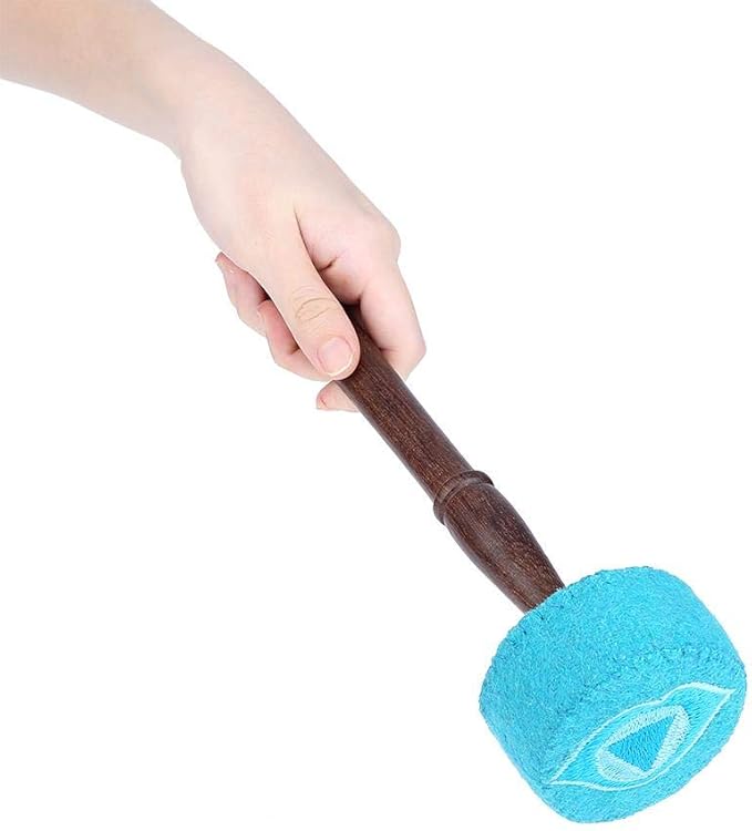 Hard Wood Felted Striker, Handmade Hard Wood Multi-purpose Tibetan Buddhism Singing Bowl Mallet Striker Stick for Meditation Chakra Healing Prayer and Yoga (Light blue) - Bloomnest