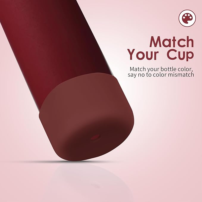 2PCS Silicone Water Bottle Boot, Compatible with Owala 24oz 32oz 40oz, Protective Anti-Scratch & Anti-Dent No Noise Sleeve Cover for FreeSip/Twist/Flip Water Bottles (Burgundy Bay, 24oz) BKBY