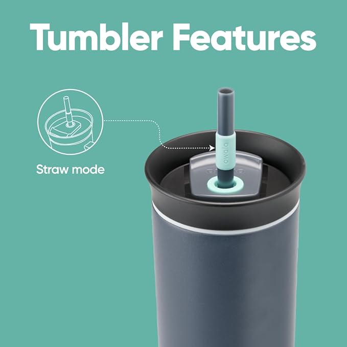 Owala Stainless Steel Triple Layer Insulated Travel Tumbler with Spill Resistant Lid and Straw, BPA Free, 24 oz, Black/Grey (Foggy Tide) (Pack of 12) - Bloomnest