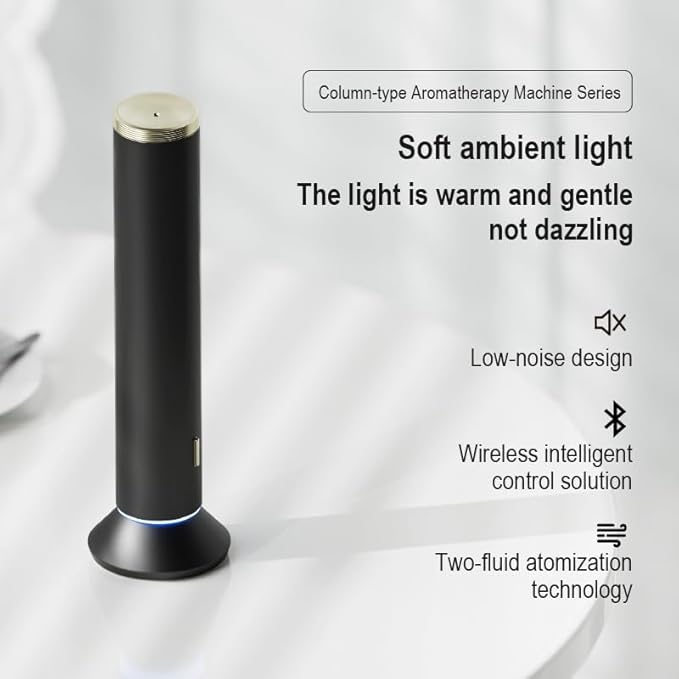 New Upgraded Waterless Scent Oil Nebulizer – Smart App & Remote Control, Covers Up to 4000 Sq Ft, Quiet Aroma Diffuser for Home, Hotel & Office, Up to 20H Runtime, 360° Light & Timer (Black, 1500) - Bloomnest