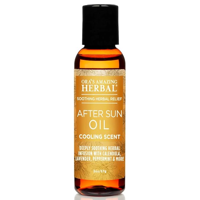 Ora's Amazing Herbal Travel Size After Sun and Shave Oil for Women & Men, Sunburn Relief, Botanical Moisturizer with Nourishing Herbs and Essential oils, Razor Burn, 2 oz with Pump - Bloomnest