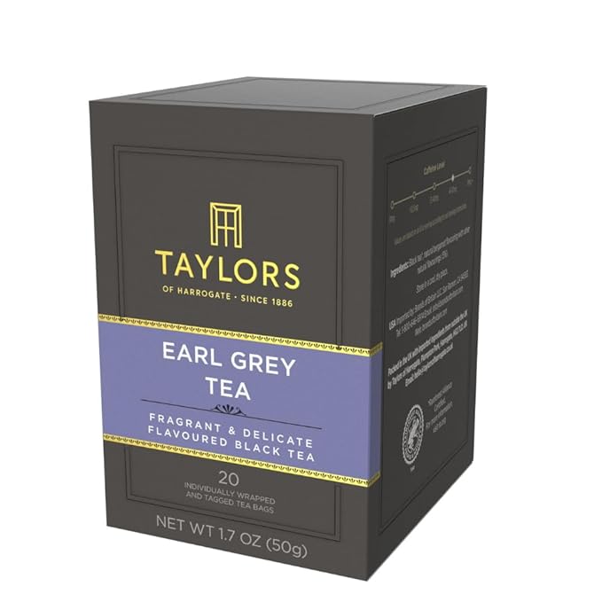 Taylors of Harrogate Earl Grey, Black Tea, Individually Wrapped Bags, 20 Count (Pack of 6), Fragrant, Delicate & Light, Caffeinated, Enjoy Hot or Iced, 120 Teabags - Bloomnest