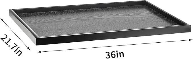 36 x 22 Inches Extra Large Solid Wood Serving Tray for Tea Coffee Table Snack Food Meals Serving Plate Kitchen Party Bar Breakfast Server with Raised Edges Black Wooden Decorative Ottoman Tray - Bloomnest