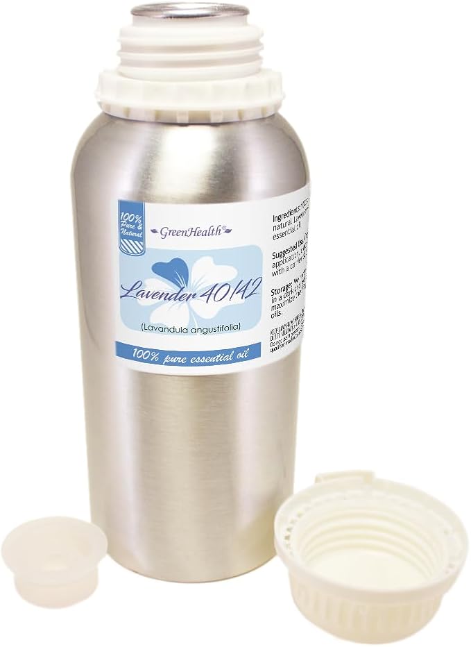 Lavender 40-42 Essential Oil – 16 fl oz (473 ml) Aluminum Bottle w/Plug Cap – 100% Pure Essential Oil – GreenHealth - Bloomnest
