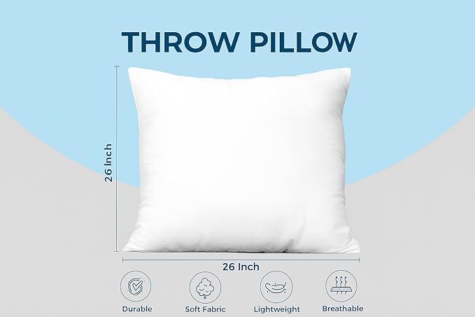 Utopia Bedding Throw Pillows Insert (Pack of 4, White) - 26 x 26 Inches Bed and Couch Pillows - Indoor Decorative Pillow - Bloomnest
