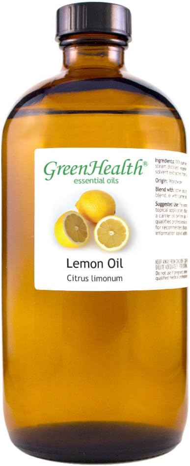 Lemon Essential Oil - 16 fl oz (473 ml) Amber Glass Bottle - 100% Pure Essential Oil - GreenHealth - Bloomnest