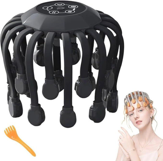 Head Massager for Migraine Relief with Music,The Vibra Calm,Headache Massager for Migraines with 20 Vibrating Points,Electric Head Massager Scalp,Scalp Massager Tool,Stress Relax(Black,Upgraded) LNTVOM