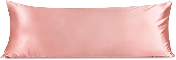 INFIIXSO Body Pillow Cover with Zipper, Luxury Mulberry Silk Body Pillow Case 20x54 Inches, Ultra Smooth and Soft Cooling Long Pillowcase, Gift for Women, Men(Blush Pink) - Bloomnest