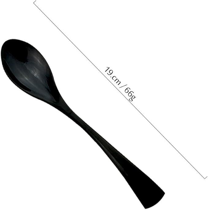 JASHII 18/10 Stainless Steel 4 Piece Mirror Polished Black Dessert Spoon Salad Spoon Black Server Utensil Set 19CM - Bloomnest