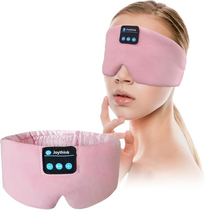Joythink Sleep Headphones Bluetooth Sleep Mask Silk Kids Children Headband Earphones Bluetooth Eye Mask for Sleeping On Side Blackout Soft Sleep Earphones Music Eye Cover - Bloomnest