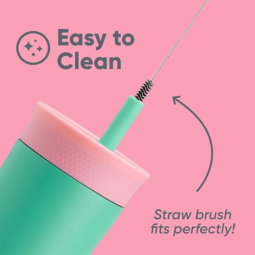 Owala Kids Insulation Stainless Steel Tumbler with Spill Resistant Flexible Straw, Easy to Clean, Kids Water Bottle, Great for Travel, Dishwasher Safe, 12 Oz, Pink and Teal (Real Cool Fish) - Bloomnest