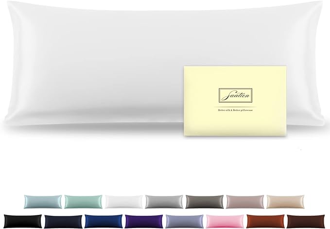 Silk Body Pillowcase Mulberry Silk Pillowcase Body Pillow Cases with Zipper Soft Breathable Smooth Cooling 20x54 inches Body Pillow Pillowcase for Sleep (White,20"X 54",1Pcs) - Bloomnest