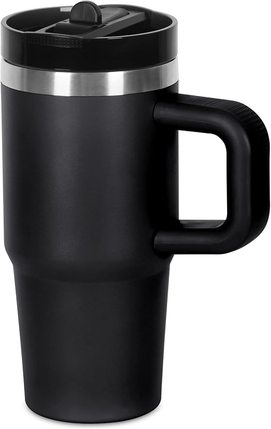 14 oz Tumbler for kids with Detachable Flip Straw Lid and handle, 100% Leak Proof 14 oz mini cup, Stainless Steel Vacuum Insulated Tumbler, Wide Mouth Easy to Clean, Keep Cold or Hot (Black) - Bloomnest