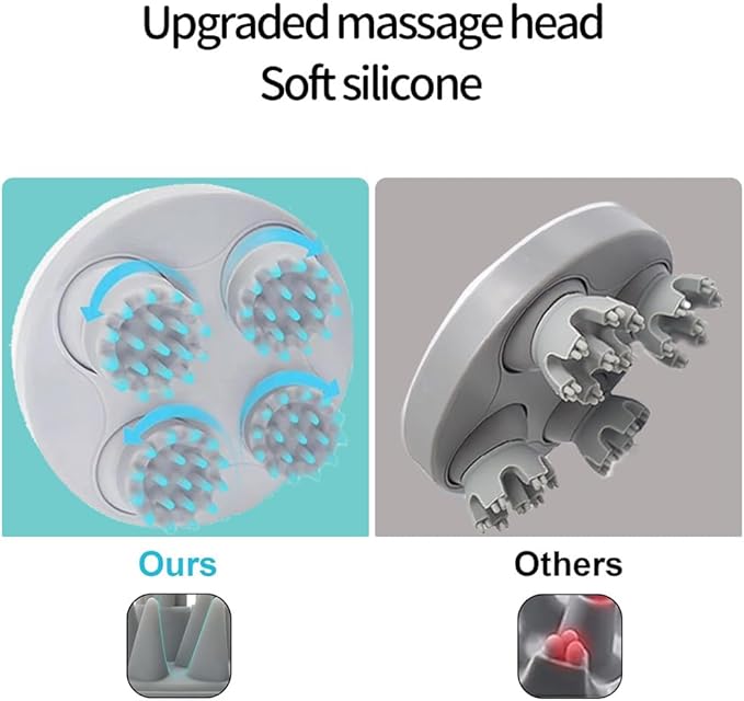 Electric Scalp Massager - Rechargeable Head Massager with 76 Kneading Nodes - Multifunctional Waterproof Head Scratcher for Hair Growth Stress Relax - Ideal Relaxing Gifts for Women Men - Bloomnest