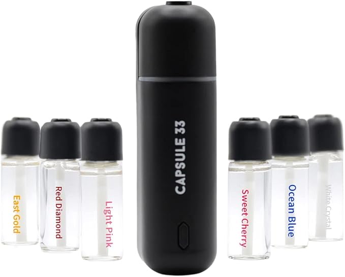 Car Perfume Starter Pack, Car Air Freshener, Ultrasonic Aroma Diffuser, 6 Fragrances (White Crystal, Red Diamond, East Gold, Ocean Blue, Sweet Cherry, Light Pink) (White) - Bloomnest