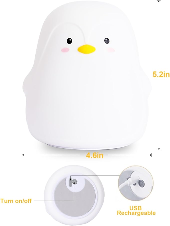 Tremdwoto Night Light for Kids, Penguin Silicone Nightlight Lamp, 7 Color Changing Nursery Night Light for Kids Bedroom, Super Gift for Boys Girls Toddler Children - Bloomnest