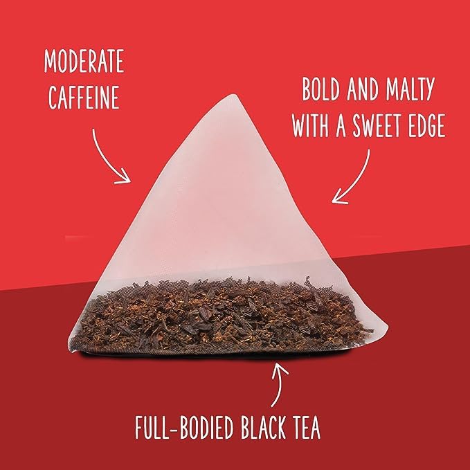 Two Leaves and a Bud Organic English Breakfast Tea Bags, Caffeinated Whole Leaf Black Tea in Compostable Sachets, 15 Count (Pack of 6) - Bloomnest