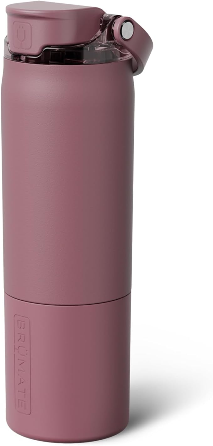 BrüMate Rise 25oz Water Bottle With 100% Leakproof Covered Silicone Straw | Insulated Stainless Steel Water Bottle | Cup-Holder Friendly | Fast Flow | Soft Sip Silicone Spout | BPA-Free (Rose Taupe) Br%C3%BCMate