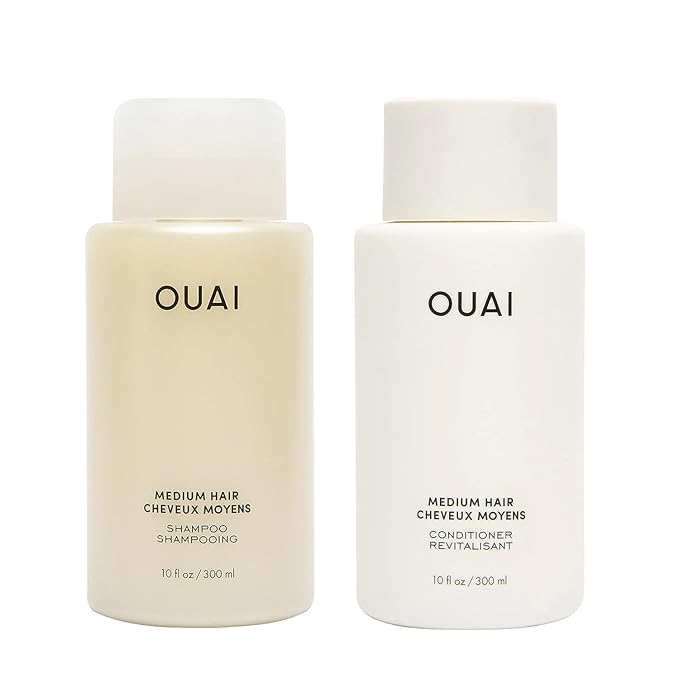 OUAI Medium Hair Shampoo and Conditioner Set - Sulfate-Free Shampoo and Conditioner for Women & Men - Made with Keratin, Shea Butter & Avocado Oil - Free of Parabens & Phthalates (10 Fl Oz) - Bloomnest