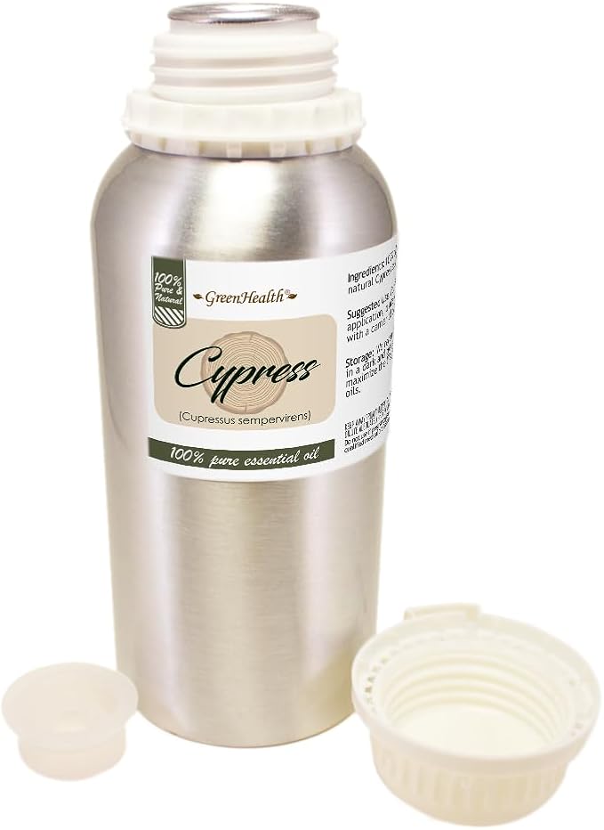 Cypress Essential Oil – 16 fl oz (473 ml) Aluminum Bottle w/Plug Cap – 100% Pure Essential Oil – GreenHealth - Bloomnest