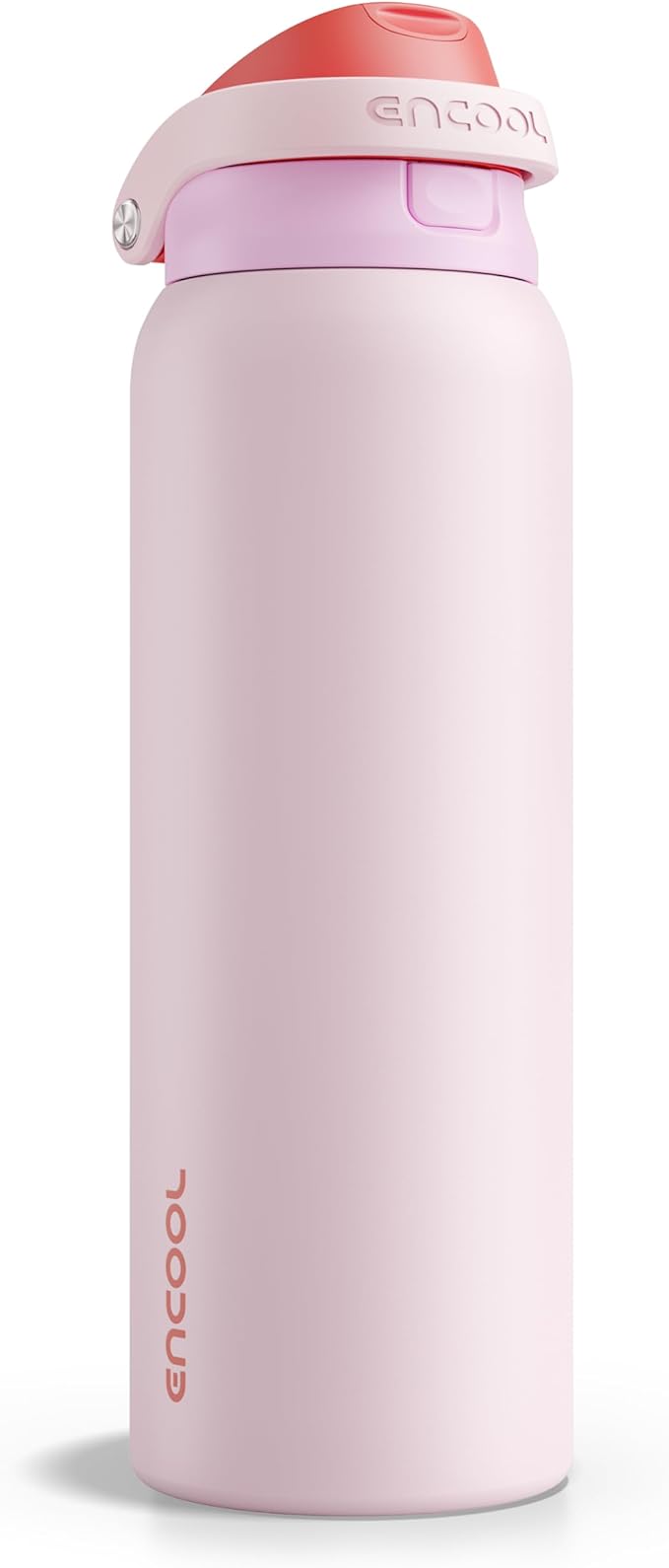 ENCOOL Leakproof Insulated Water Bottle with Straw Dual-Sip Water Bottle Bag-Safe Design for Work, Commute & Gym – Keeps Drinks Cold All Day, 40 oz, Lychee Pink ENCOOL