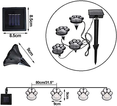 Elnsivo Paw Print Solar Outdoor Lights, Solar Lights Outdoor Waterproof Dog Paw Light (Set of 4), Cat Puppy Animal Garden Light Path Lamp Walkway Lighting for Patio,Yard, Any Pet Lover (White paw) - Bloomnest