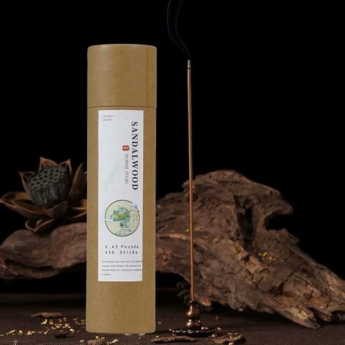 Sandalwood Incense Sticks Pure Moxa for Aromatherapy and Energy Clearing Stress Relief (Sandalwood)