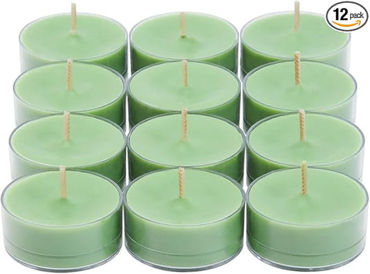 PartyLite Set of 12 Tea Lights Candles, Vanilla Cream with Roasted Pistachio Scent, Aromatherapy Scented Candles Gift Set, Up to 4 to 6 Hours Burn Time - Bloomnest