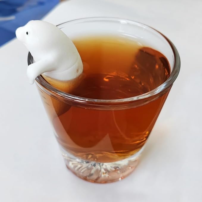 sea dog tea infuser cute animal silicone tea filters tea infuser, tea steeper for loose tea，loose tea holder，perfect for brewing tea for a more enjoyable afternoon tea time with friends and family!