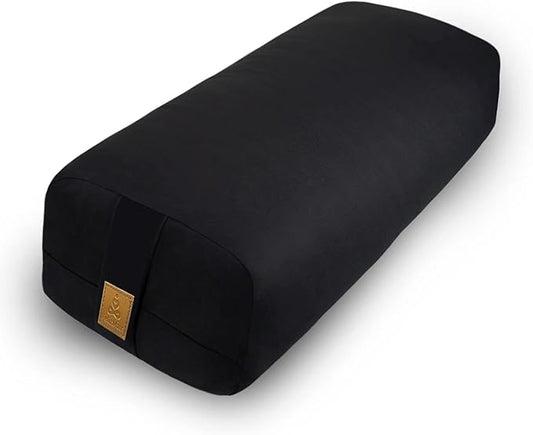 Yoga Bolster (26x10.5x5.5 in) Supportive Yoga Cushion for Restorative Yin Yoga Accessories Rectangular Bolster for Stretching Meditation Pillow 100% Organic Cotton Removable Washable Cover - Bloomnest